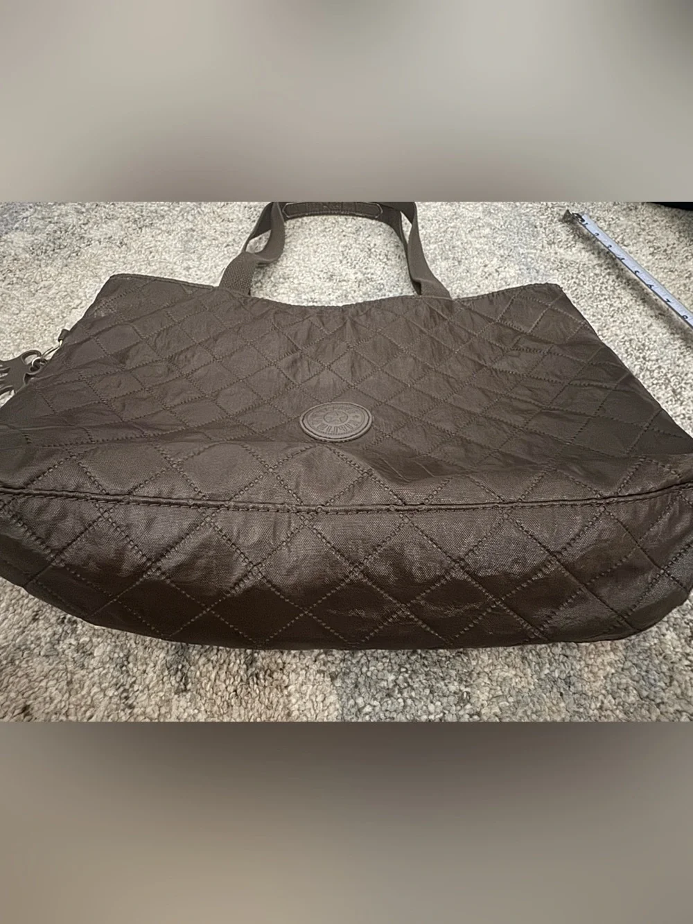 Kipling Quilted Laptop Tote in Dark Brown